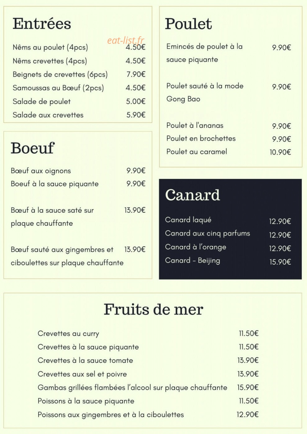 Restaurant Chen — carte page 3