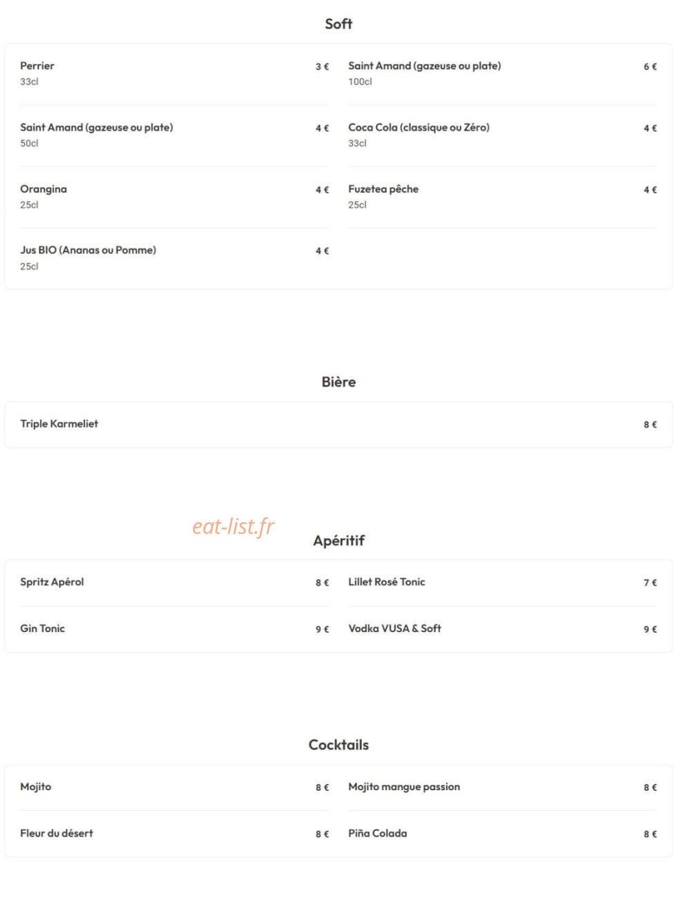 Waris Restaurant — carte page 3