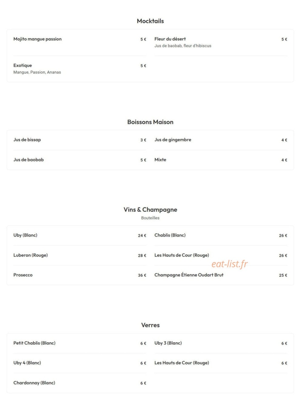 Waris Restaurant — carte page 4