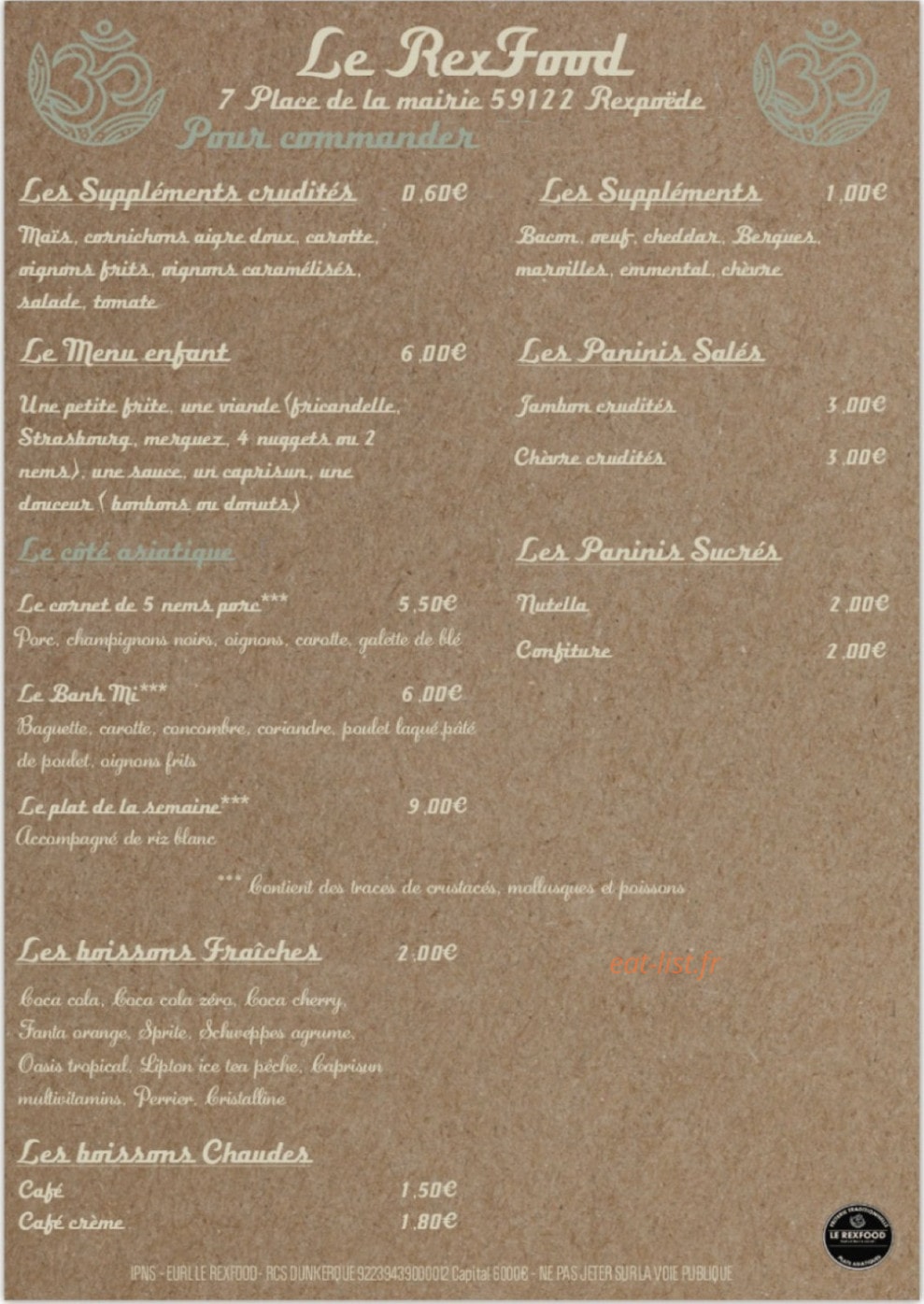 Le RexFood — carte page 2
