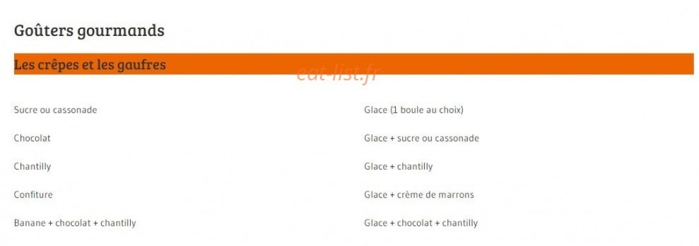 Carte et menu de Au Vent des Globes à Bray Dunes — Les goûters gourmands