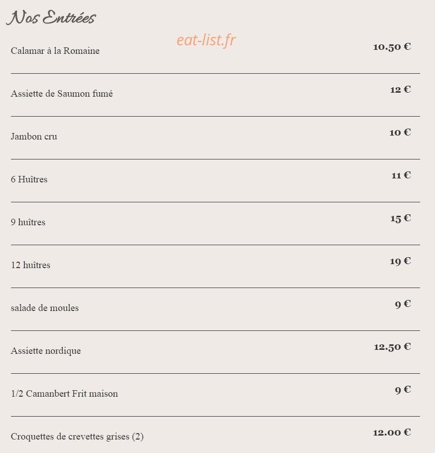 Chez Antoine — carte page 1