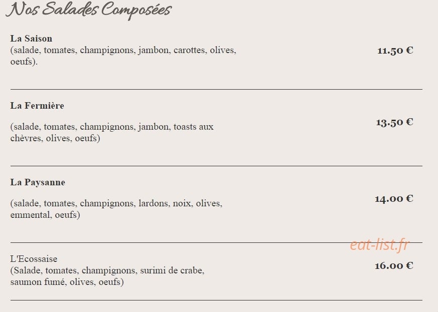 Chez Antoine — carte page 6