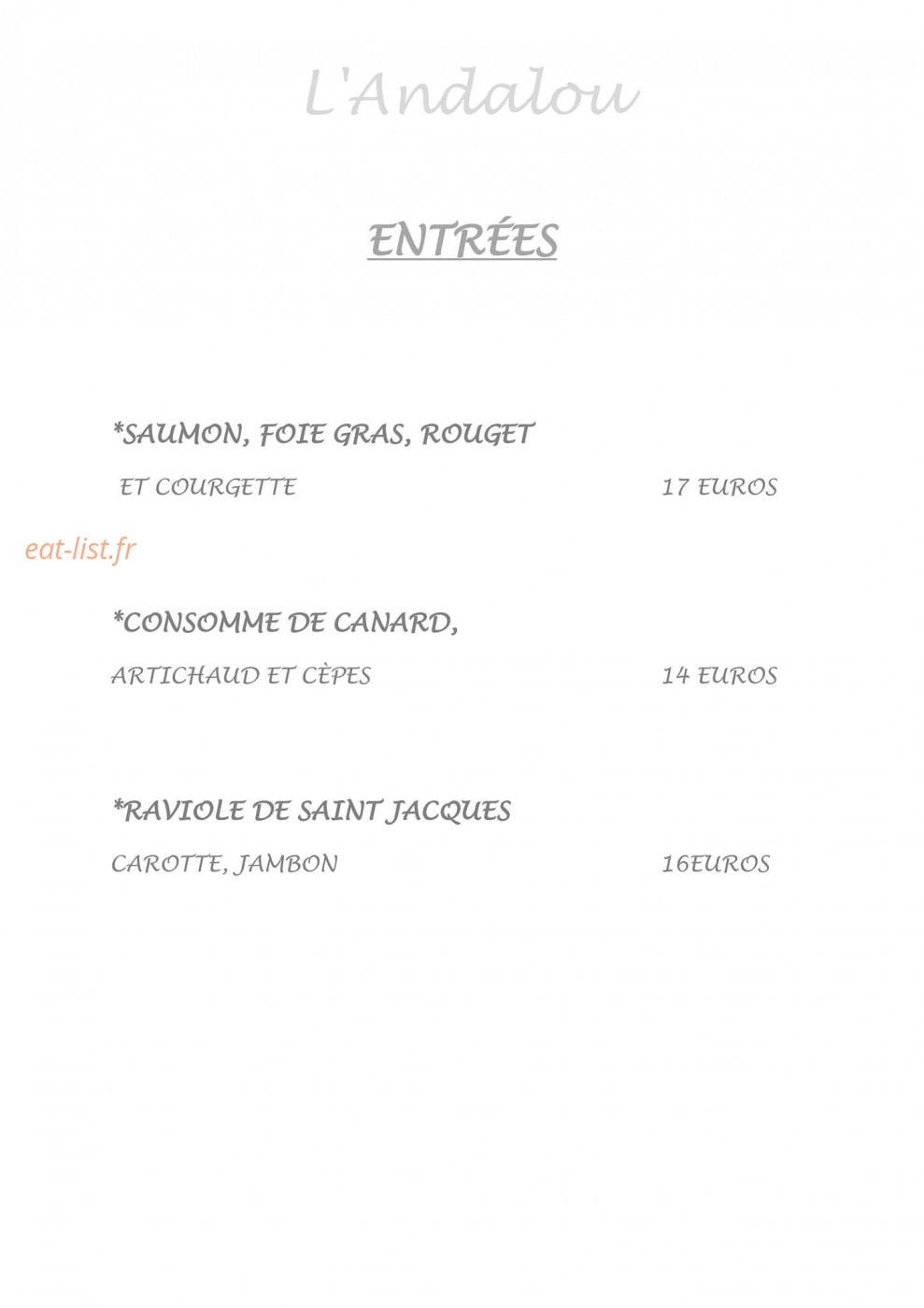 L'Andalou — carte page 1
