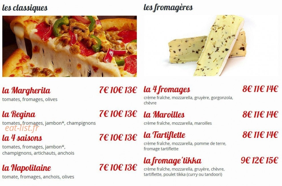 Baraka Pizz — carte page 1