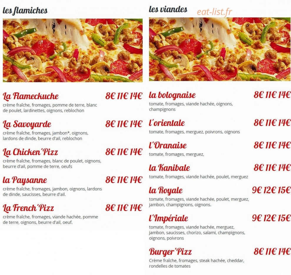 Baraka Pizz — carte page 2