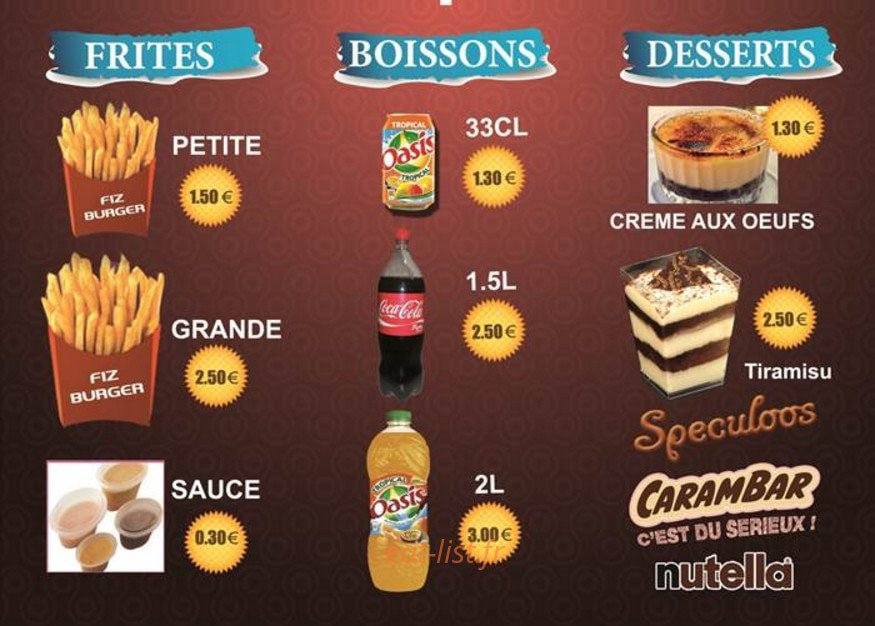 Fiz Burger — carte page 3