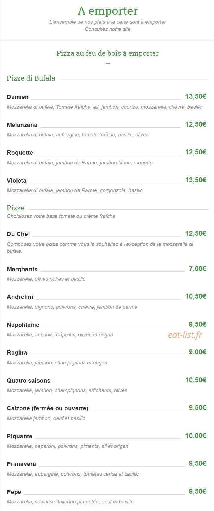 Au Feu de Bois — carte page 10