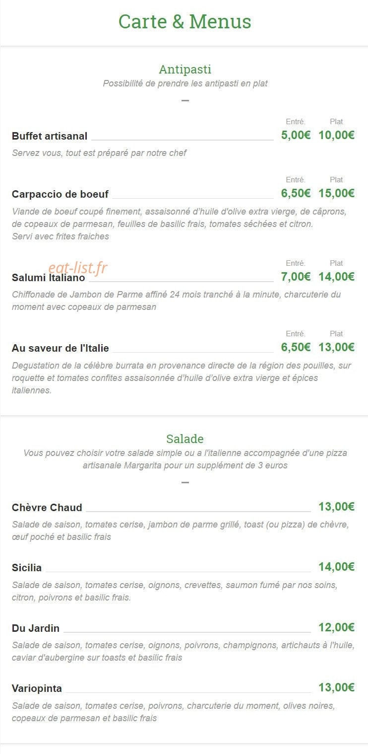 Au Feu de Bois — carte page 1