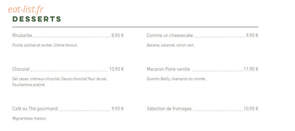 Bistrot 235 — carte page 2