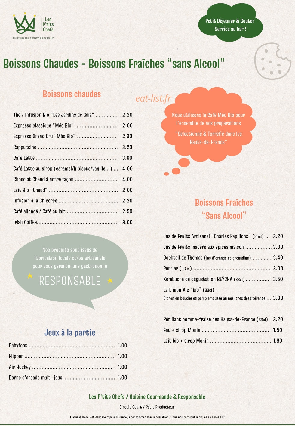 Les P'tits Chefs — carte page 2