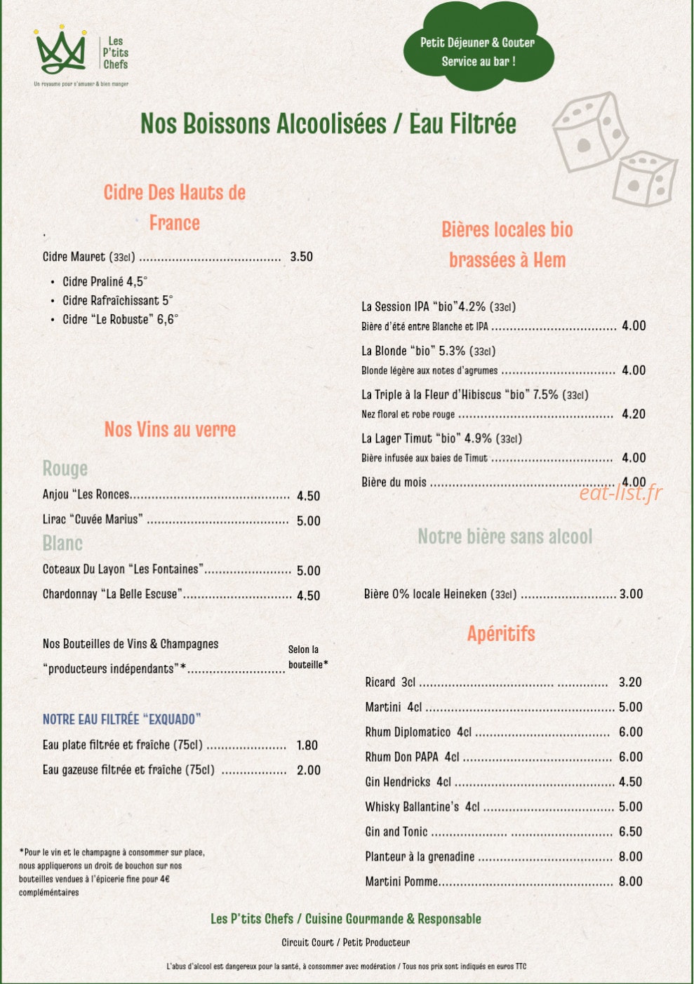 Les P'tits Chefs — carte page 3