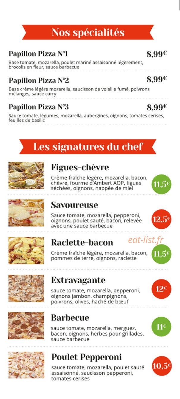 Papillon pizza — carte page 4