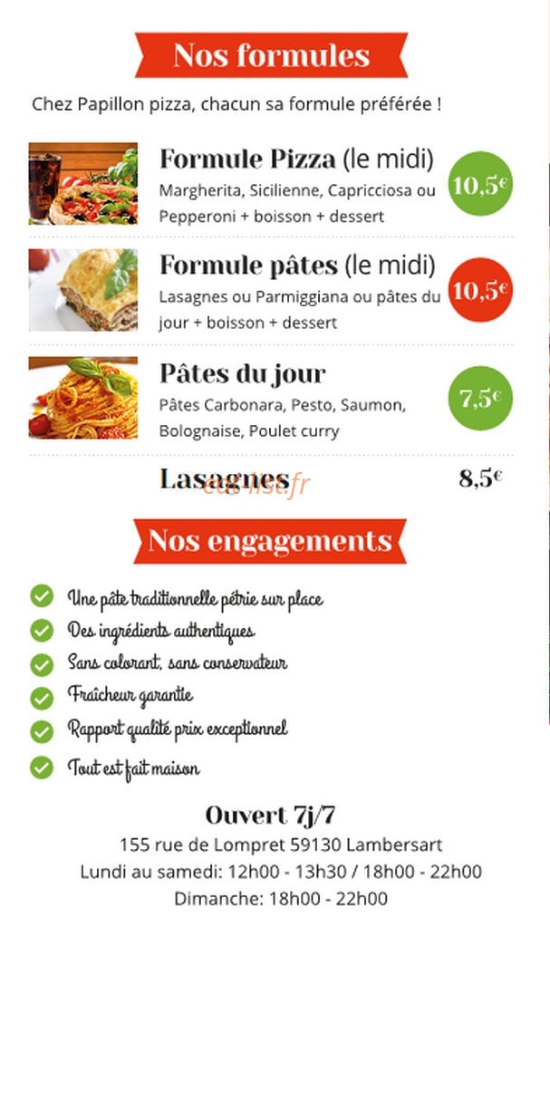 Papillon pizza — carte page 6