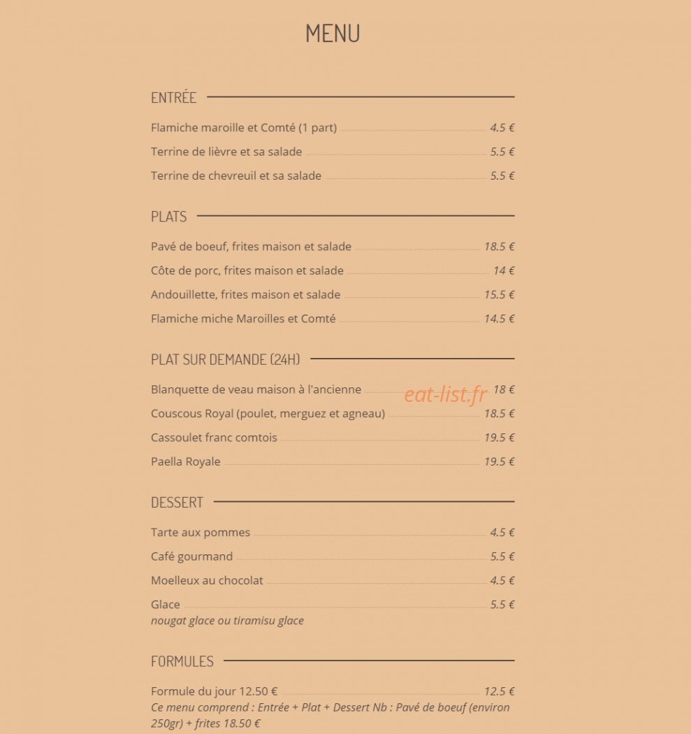 Chez Dom Et Pacco Estaminet — carte page 1