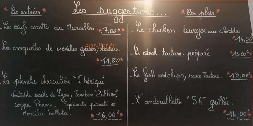 Carte et menu de Les gourmands disent à Moustier en Fagne — Les suggestions