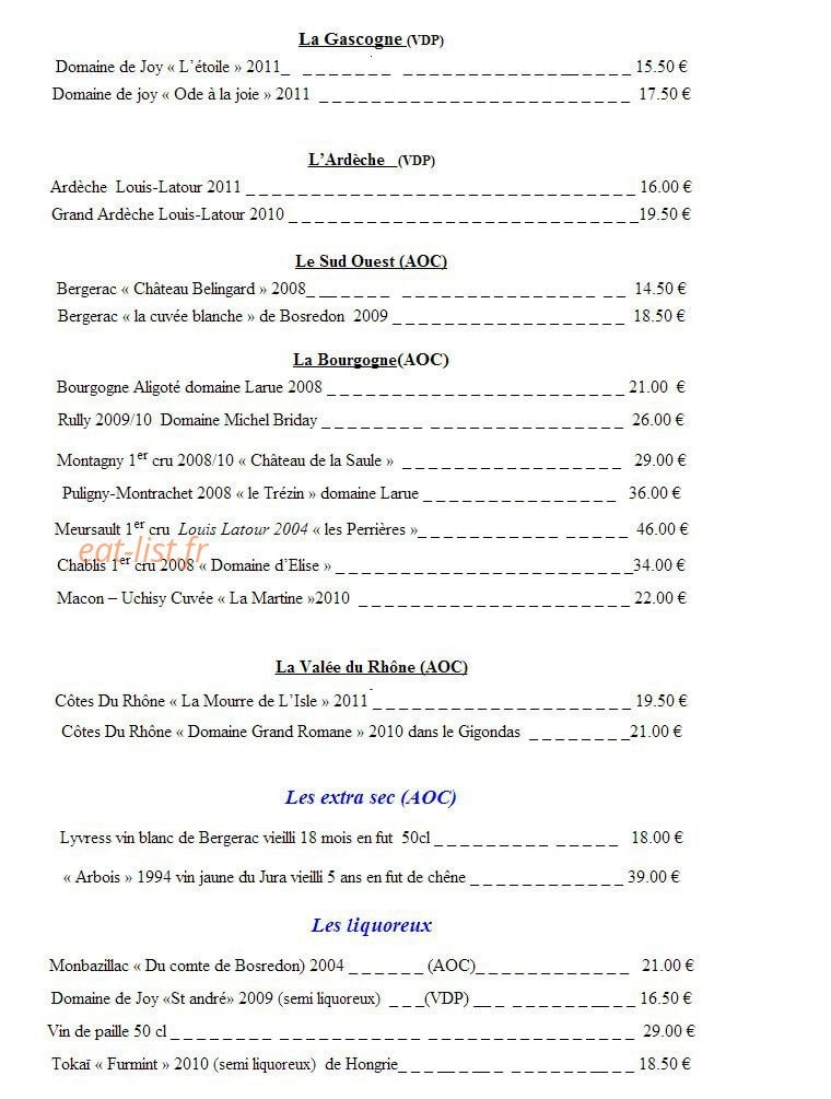 L'Art des Mets — carte page 10