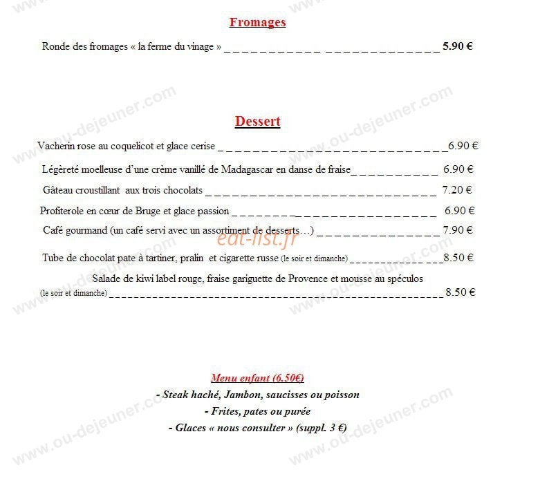 L'Art des Mets — carte page 5