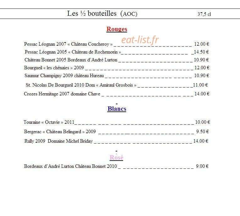 L'Art des Mets — carte page 11