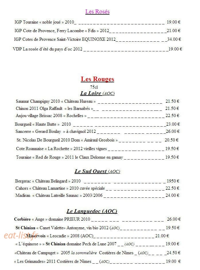 L'Art des Mets — carte page 7