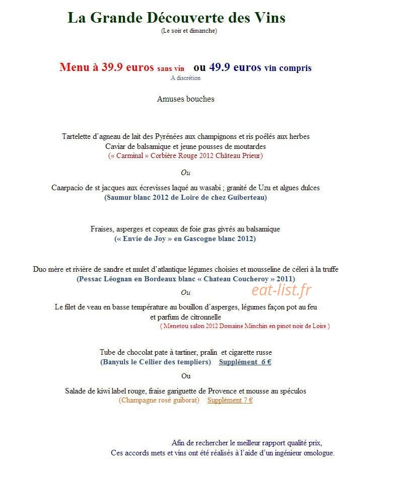 L'Art des Mets — carte page 4
