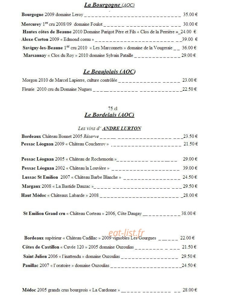 L'Art des Mets — carte page 8