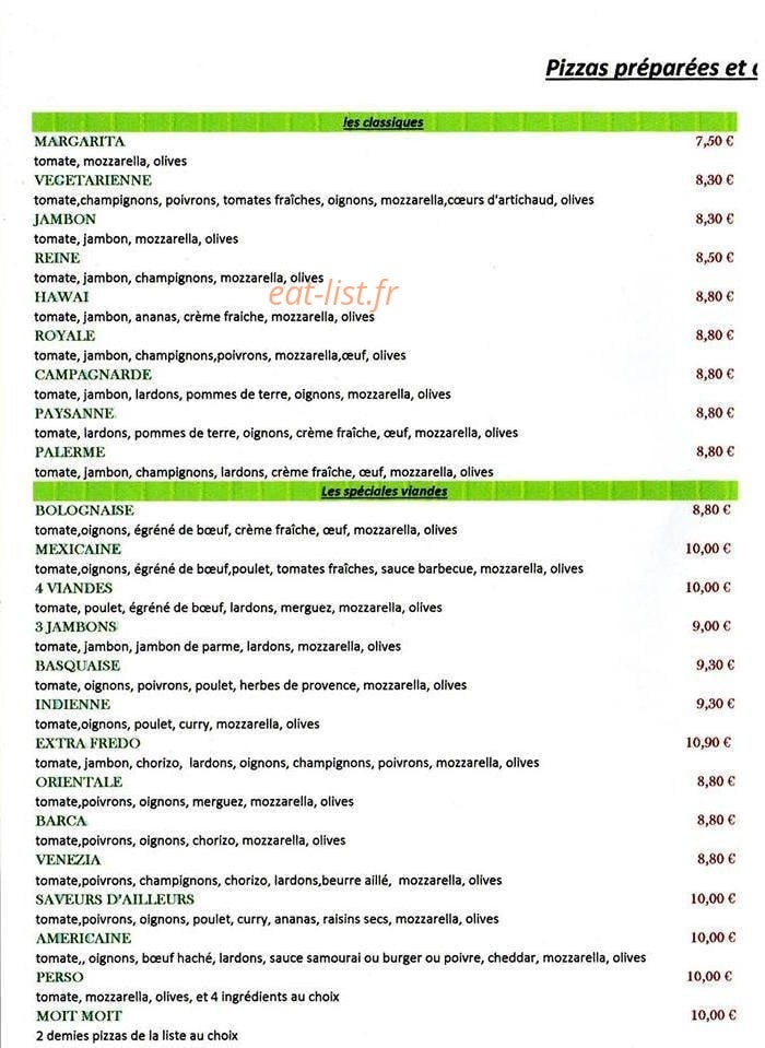 Pizza Fredo — carte page 2