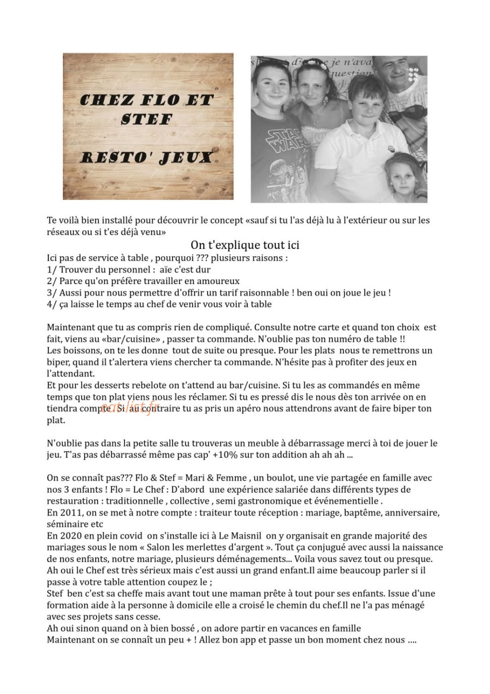 Chez Flo et Stef — carte page 1