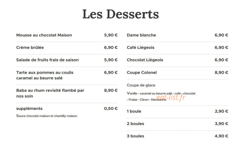 Le Comptoir des Gourmets — carte page 2