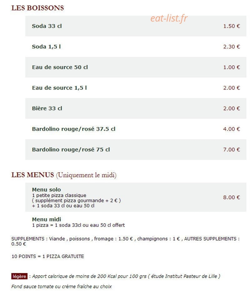 Le Kiosque à Pizzas — carte page 4
