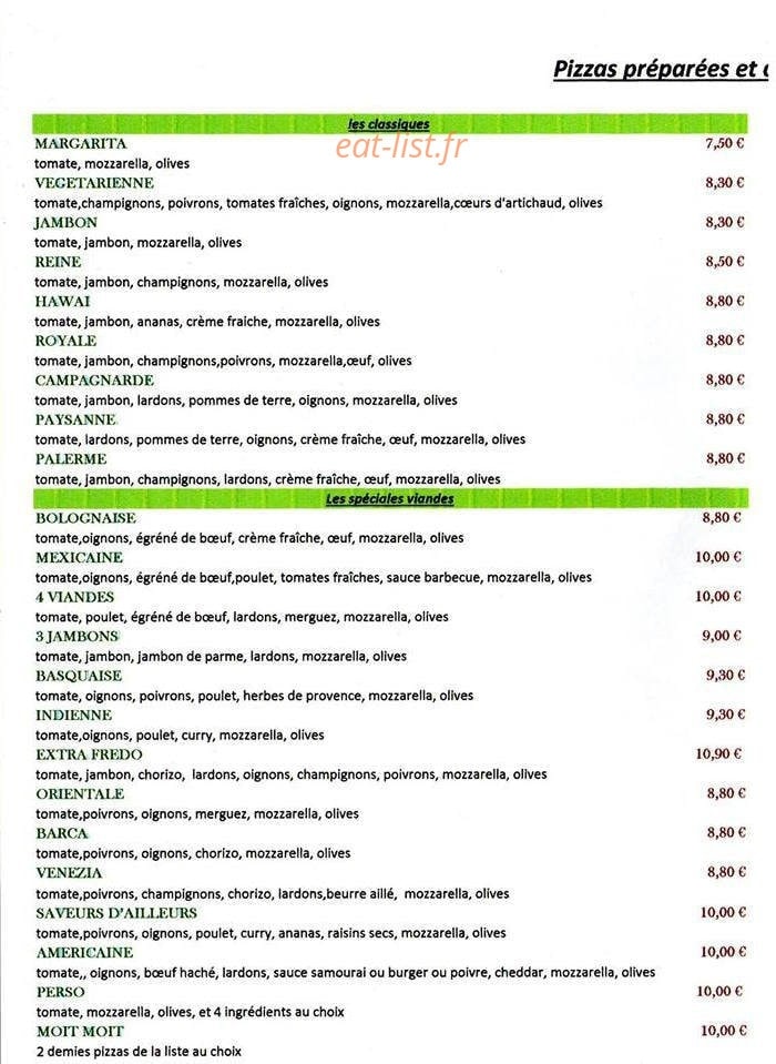 Pizza Fredo — carte page 2
