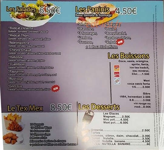Nord Pizza — carte page 3