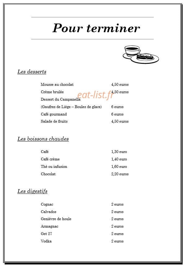 Le Campanella — carte page 6