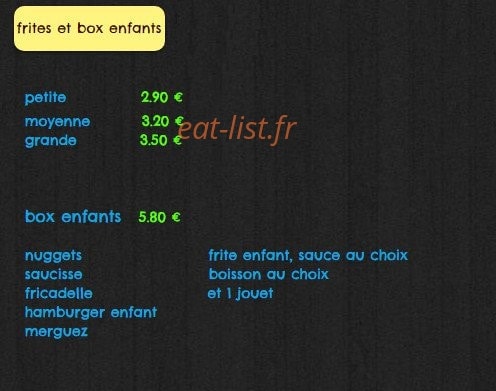 Friterie des chefs — carte page 1