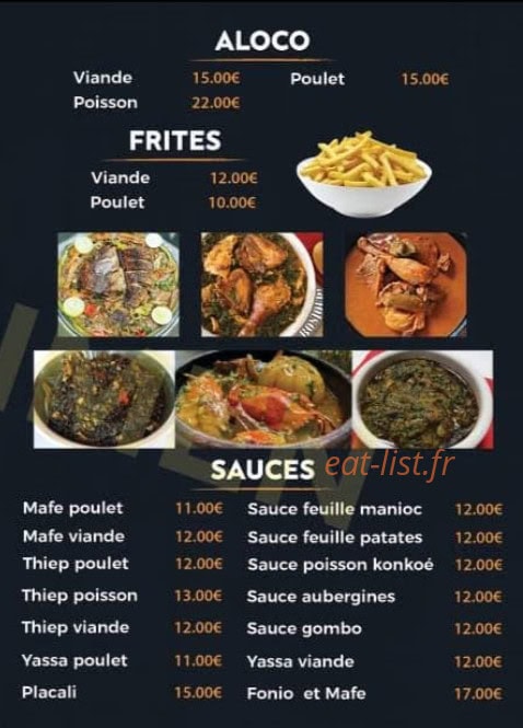African food — carte page 2