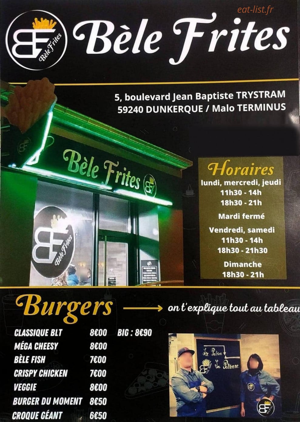 Bèle Frites — carte page 1