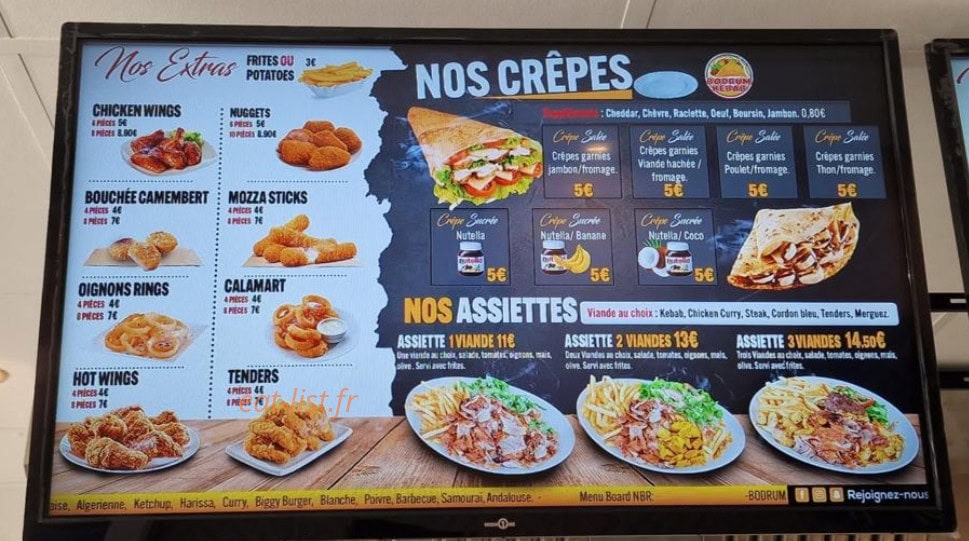 Bodrum Kebab — carte page 1