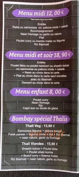 Bombay Massala — carte page 3