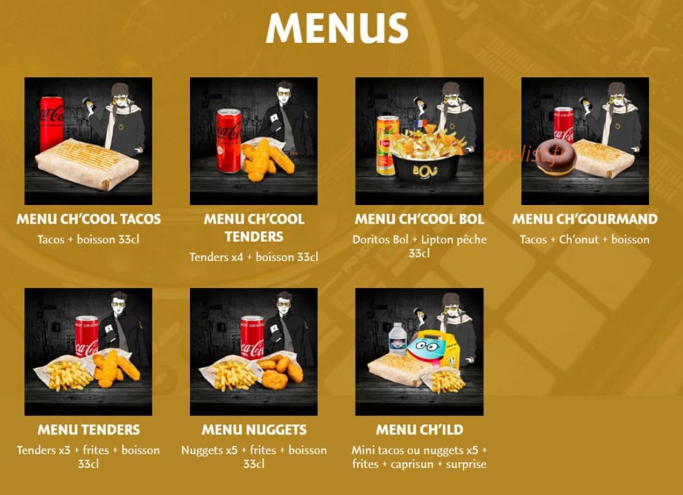 Chamas Tacos — carte page 1