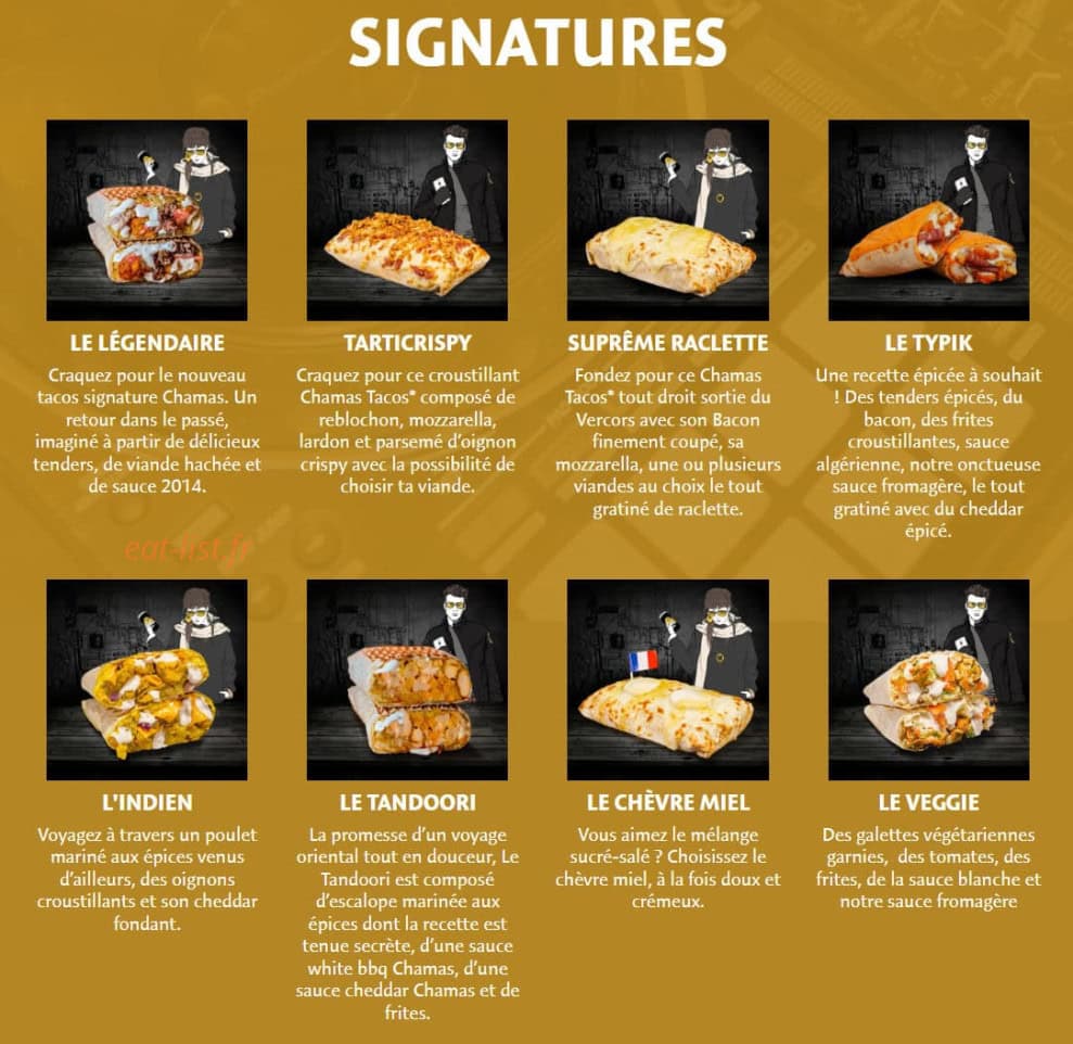 Chamas Tacos — carte page 3
