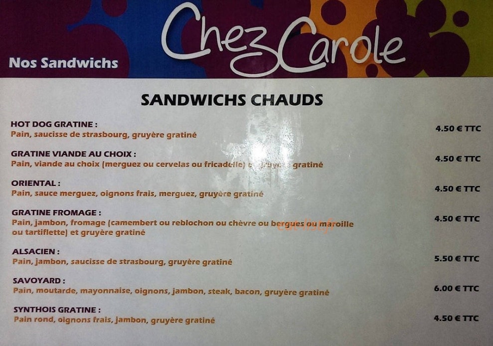Chez Carole — carte page 3