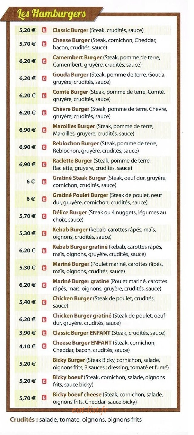 Delice frites — carte page 4