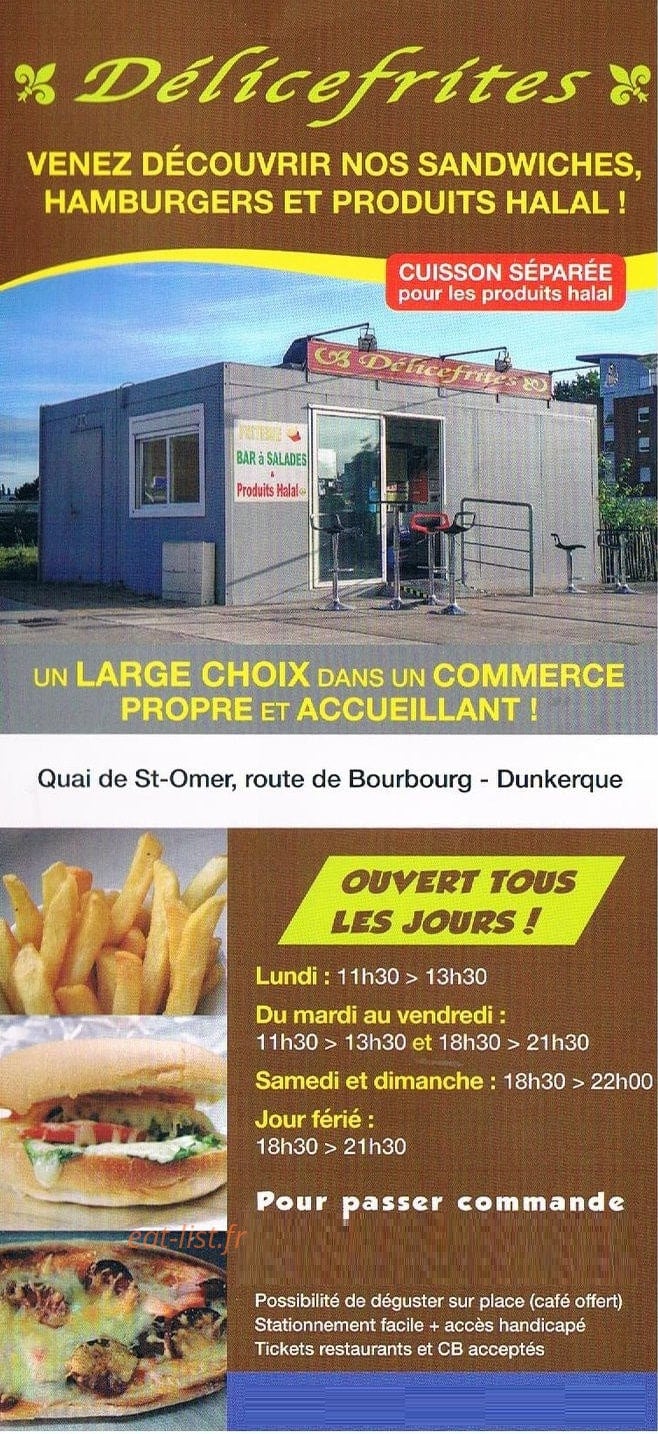 Delice frites — carte page 1