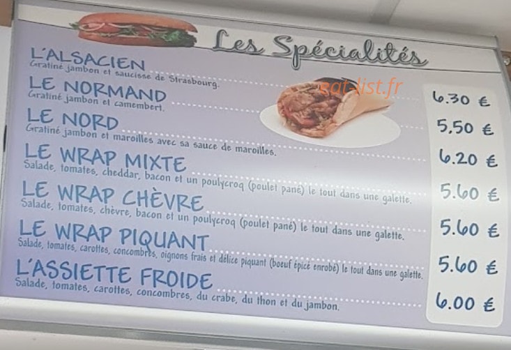 Friterie du Beffroi — carte page 1
