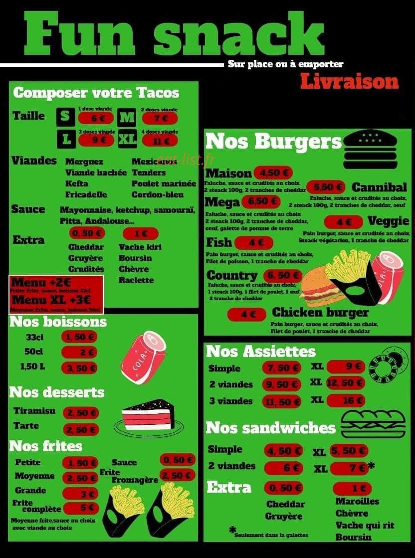 Fun Snack — carte page 1