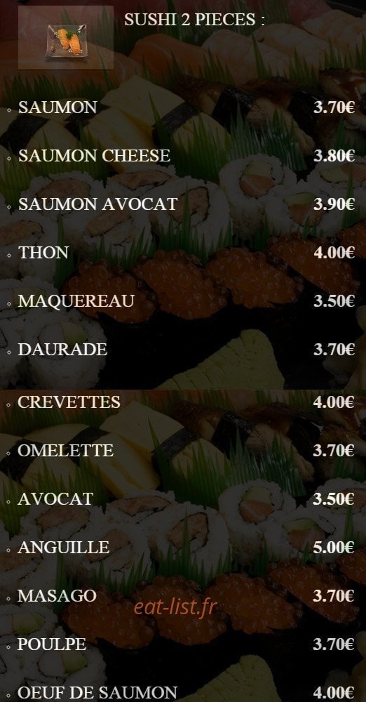 He's Sushi — carte page 9