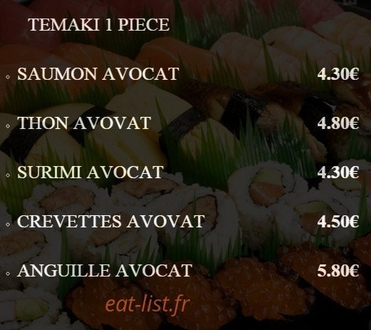 He's Sushi — carte page 15