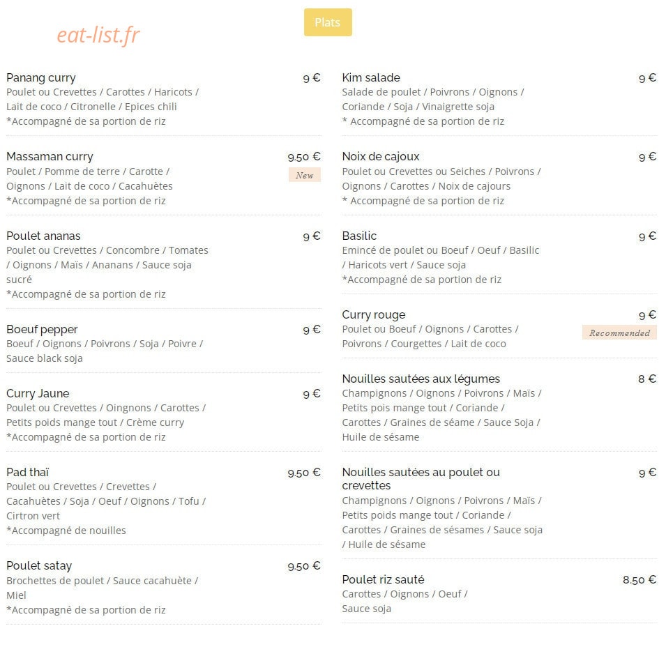 Kin Khao — carte page 1