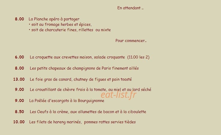 La Gourmandiere — carte page 1