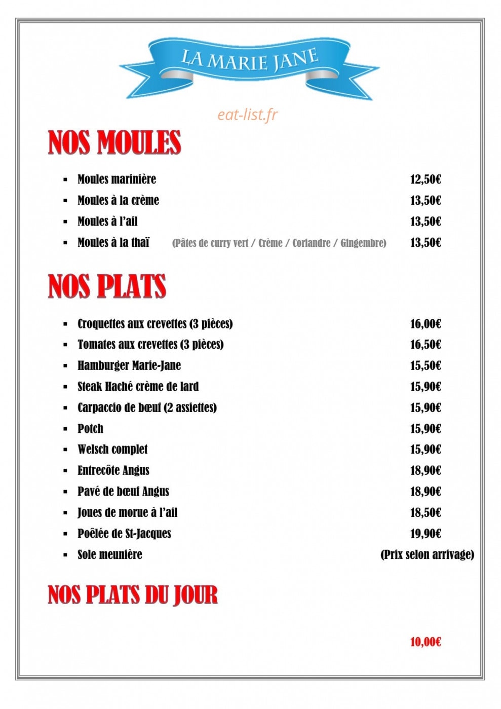 La Marie Jane — carte page 2